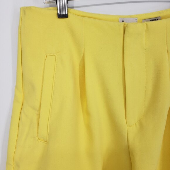 3/$25 a new day Stretch Midi Pleated Shorts 4 Womens High Rise Waist Yellow - Picture 5 of 13